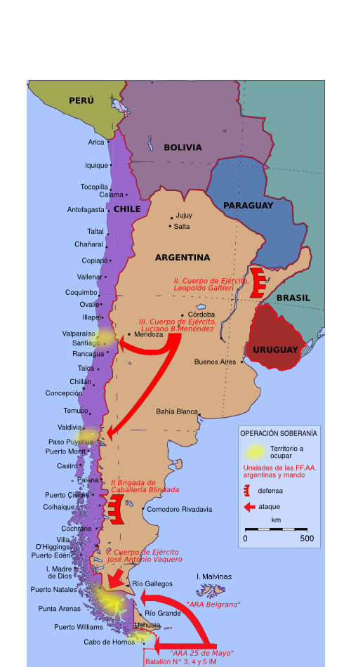 Disposición de las Fuerzas Armadas argentinas para el ataque a Chile en 1978 durante la Operación Soberanía.